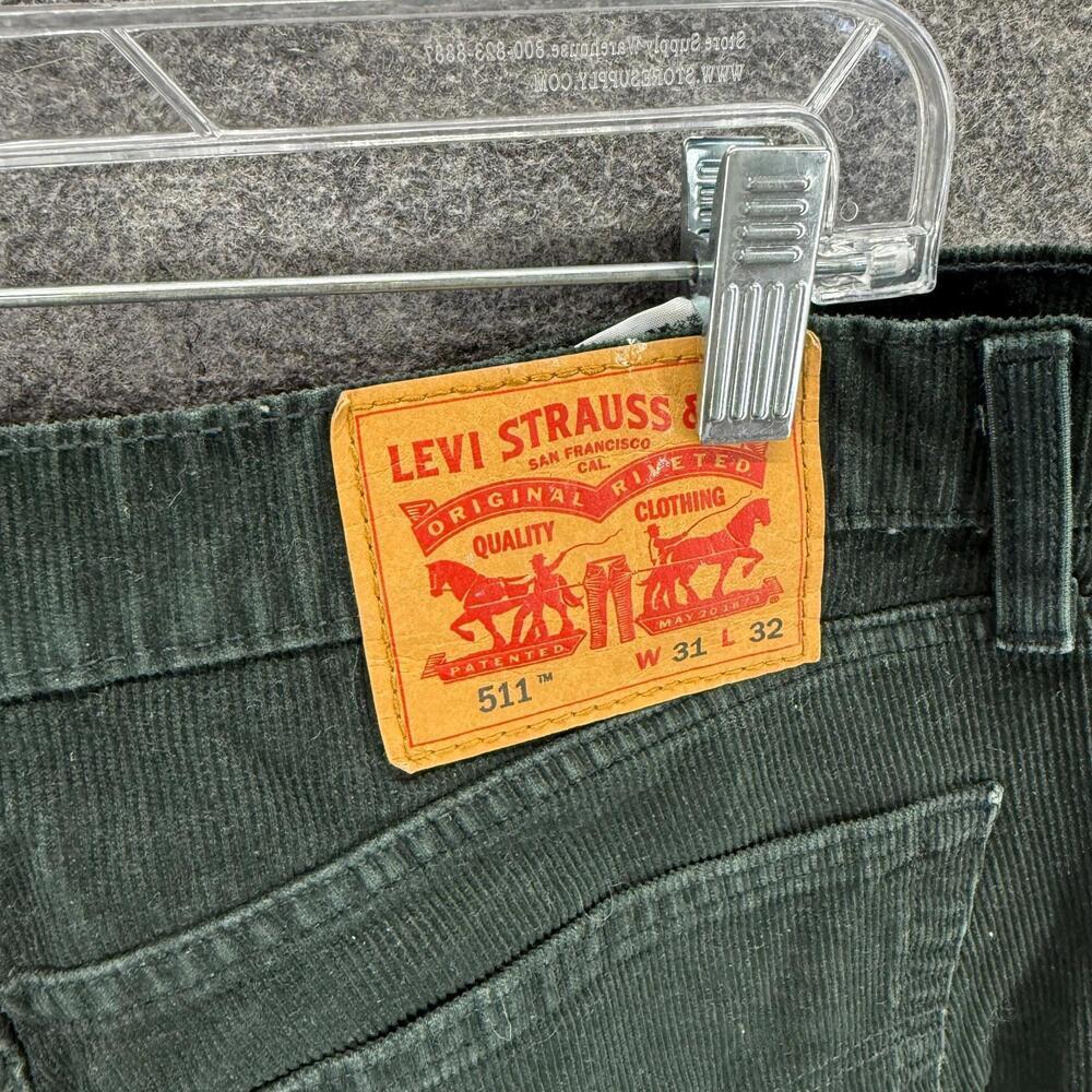 Levi's Jeans Men 31/32 Green Denim Dark Wash Mid Rise 511 Skinny Pockets Regular - Picture 6 of 9